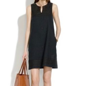 Madewell Black Sleeveless Embroidered Dress Size 2